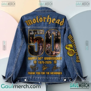 Motorhead Happy 50th Anniversary 1975-2025 Thank You For The Memories Signatures 2D Jeans Coat-a j35PMug